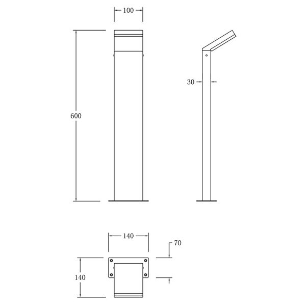 ALPINE Baliza LED 12W 3000K IP65 LED 12W 3000K 1020 LMS