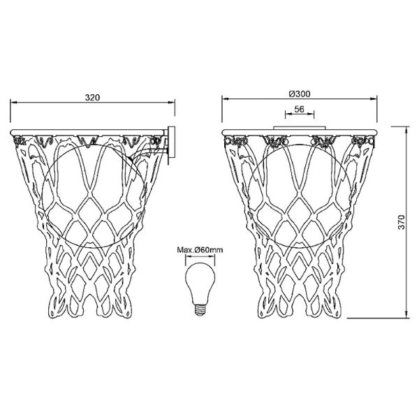 BASKETBALL Aplique 1 x E27 (No Incl.)