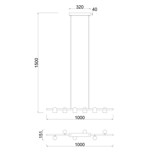 IOS Lampara Lineal GU10 6 Luces 6 x GU10 (No Incl.)