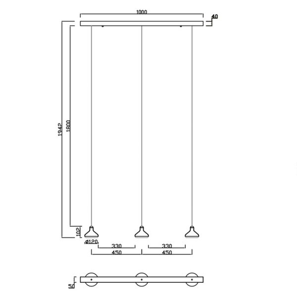 SIRIO Lámpara 3 Luces LED 24W 3000K 1770 LMS