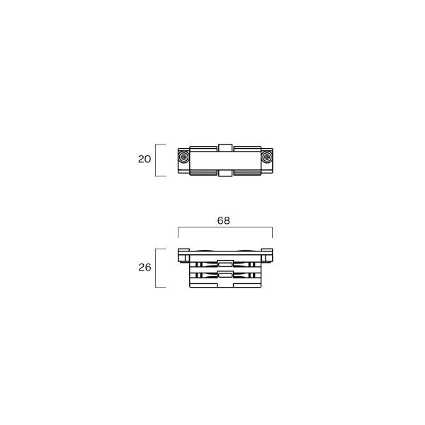 CARRILES TRIFASICOS CONECTOR INTERMEDIO RECTO NEGRO