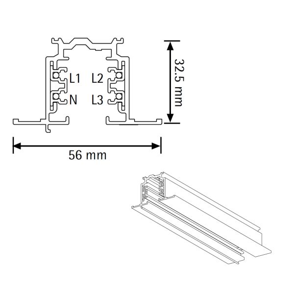 CARRILES TRIFASICOS CARRIL TRIF.EMPOTRAR 2M NEGRO