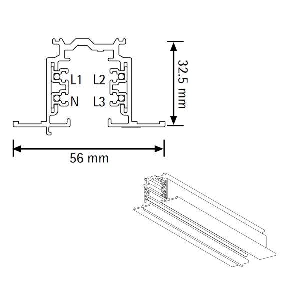 CARRILES TRIFASICOS CARRIL TRIF.EMPOTRAR 2M BLANCO