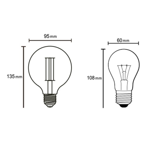 BOMBILLAS E27 LED E27 8W 2200K 800lm G95 LED 8W 2200K 800 LMS