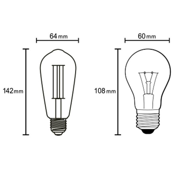 BOMBILLAS E27 LED E27 8W 2200K 800lm ST64 LED 8W 2200K 800 LMS