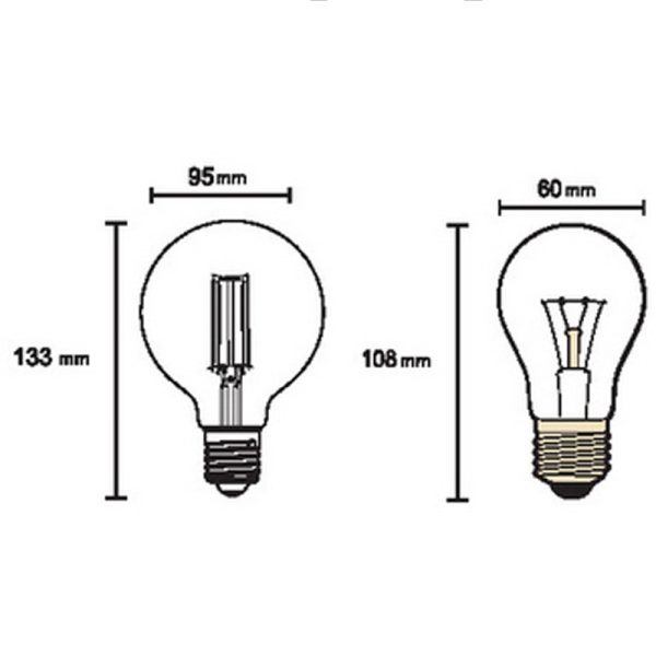 BOMBILLAS E27 LED E27 6.5W 2200K 650lm G95 LED 6.5W 2200K 650 LMS