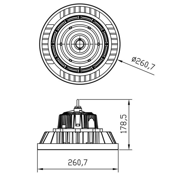 URANO CAMPANA LED NEGRA 150W 4000K 60 LED 150W 4000K 21000 LMS