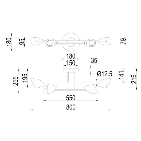 CAPUCCINA Semi Plafón Pequeño 4 Luces LED 30W 3000K LED 30W 3000K 2100 LMS