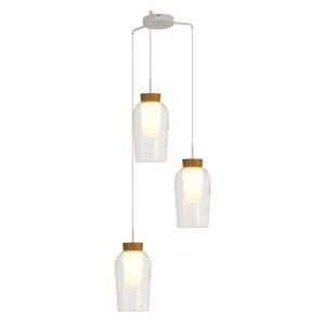 NORA BLANCO/MADERA Colgante 3 Luces 3 x E27 (No Incl.)