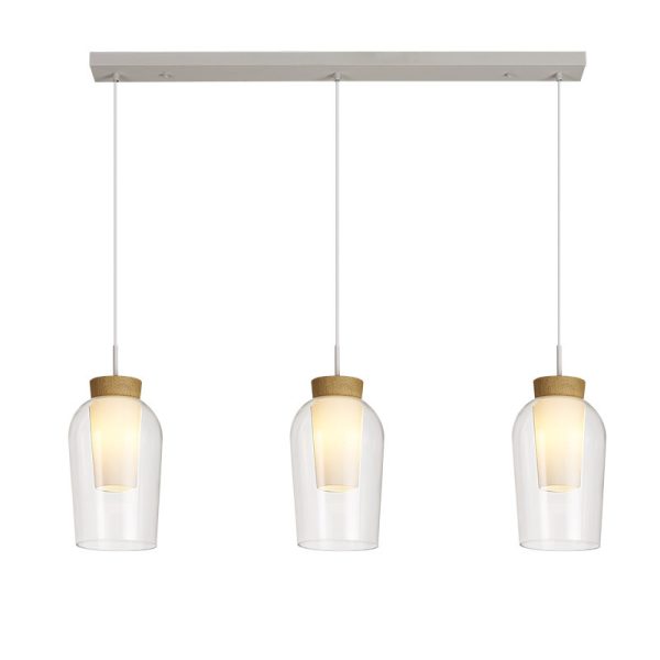 NORA BLANCO/MADERA Colgante 3 Luces 3 x E27 (No Incl.)