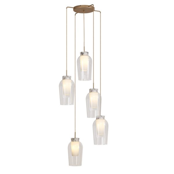 NORA ORO/BLANCO Colgante 5 Luces 5 x E27 (No Incl.)