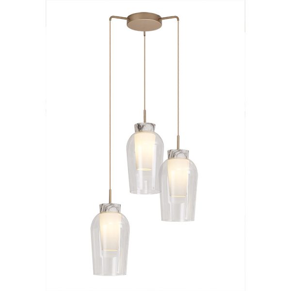 NORA ORO/BLANCO Colgante 3 Luces 3 x E27 (No Incl.)