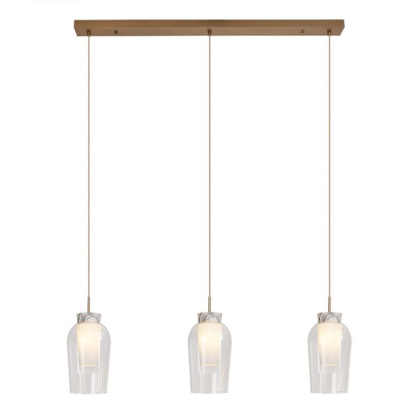 NORA ORO/BLANCO Lampara Lineal 3 Luces 3 x E27 (No Incl.)