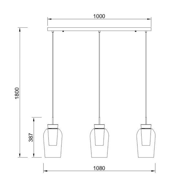 NORA ORO/BLANCO Lampara Lineal 3 Luces 3 x E27 (No Incl.)