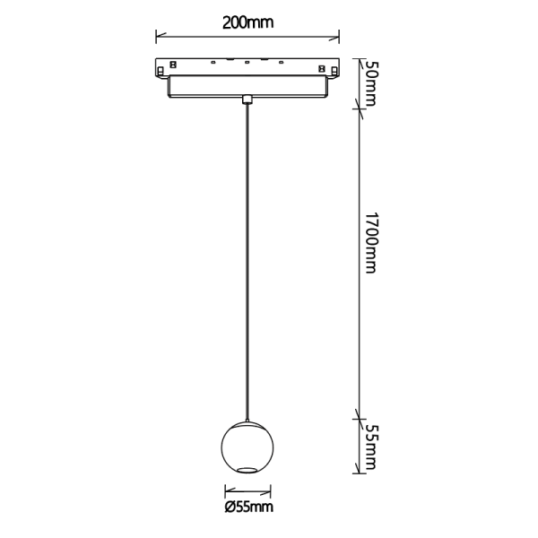 MAGNETO COLGANTE BOLA 7W NEGRO 3000K LED 7W 3000K 560 LMS