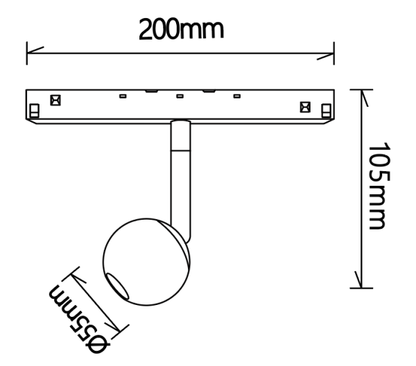 MAGNETO FOCO BOLA 7W NEGRO 3000K LED 7W 3000K 560 LMS