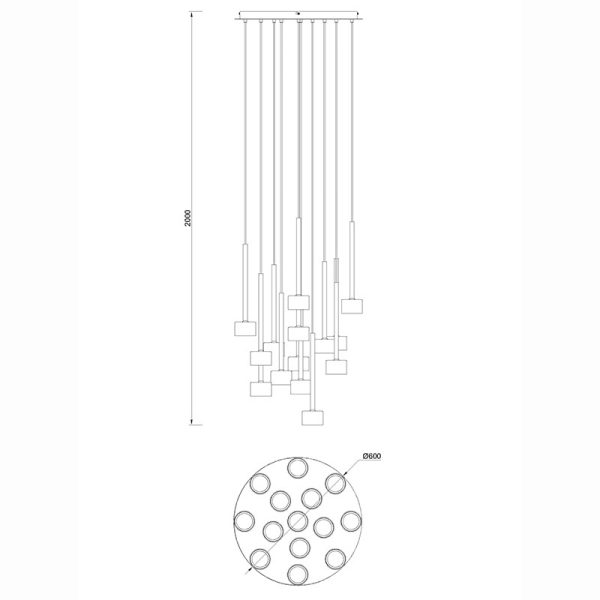 TONIC Colgante 14 Luces 14 x GX53 (No Incl.)