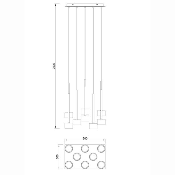 TONIC Colgante 8 Luces 8 x GX53 (No Incl.)