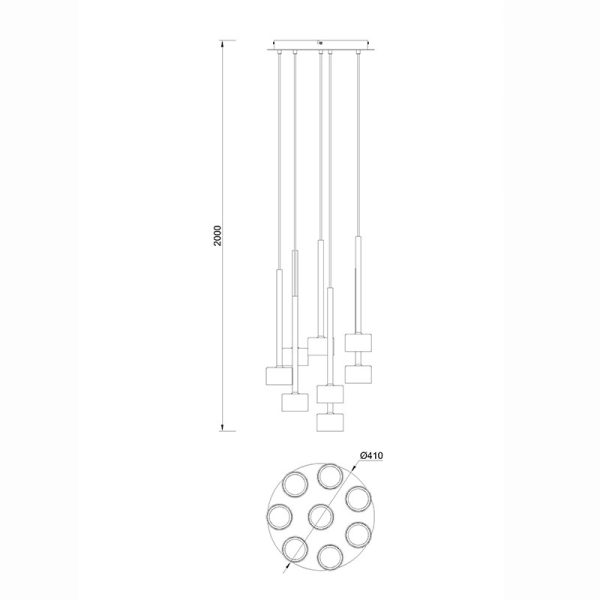 TONIC Colgante 8 Luces 8 x GX53 (No Incl.)