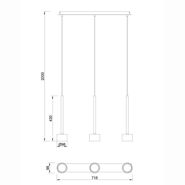 TONIC Colgante 3 Luces 3 x GX53 (No Incl.)