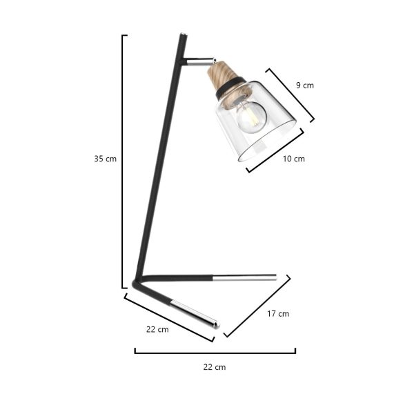 SOBREMESA INDIGO NEGRO-MADERA 1 X 40W E-14