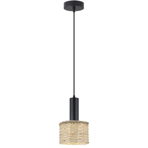 COLGANTE POMBO NEGRO MIMBRE 1 X 60W E-27 - PANTALLA 15CM