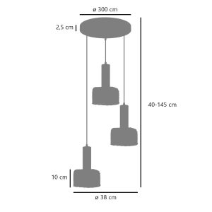 REDONDO 3L POMBO NEGRO MIMBRE 3 X 60W E-27