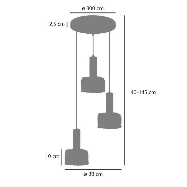 REDONDO 3L POMBO NEGRO MIMBRE 3 X 60W E-27