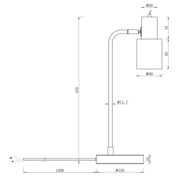 SOBREMESA 1L MAENA NEGRO-LATON 1 X 40W E-14