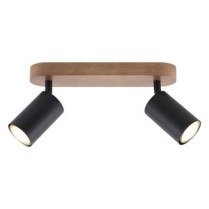 REGLETA 2L PIREO NEGRO-MADERA 2 X 50W GU-10