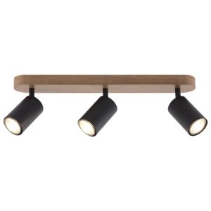 REGLETA 3L PIREO NEGRO-MADERA 3 X 50W GU-10