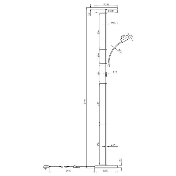 PIE SALON ELTON NEGRO LED 25W+5W 2000LM 4000/3000K