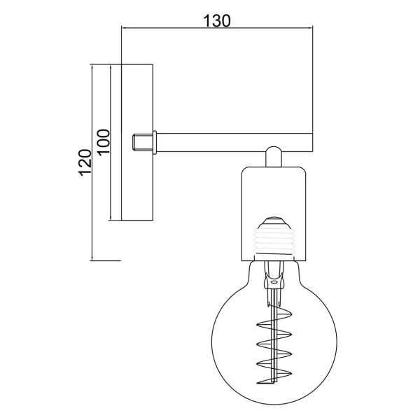 APLIQUE RUSTON NEGRO 1 X 60W E-27