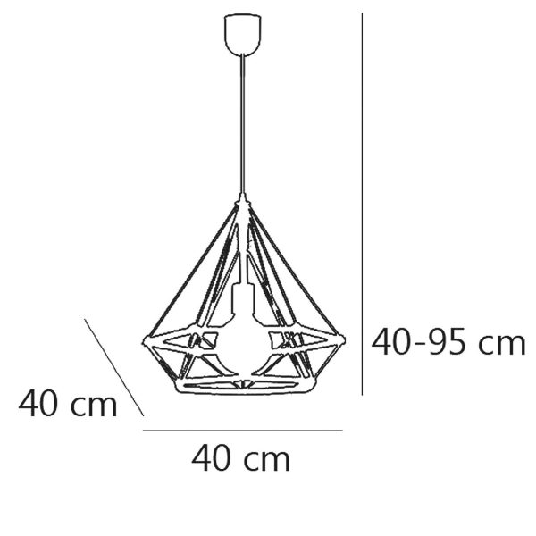 COLGANTE ALBAR NEGRO/CUERDA 1 X 60W E-27